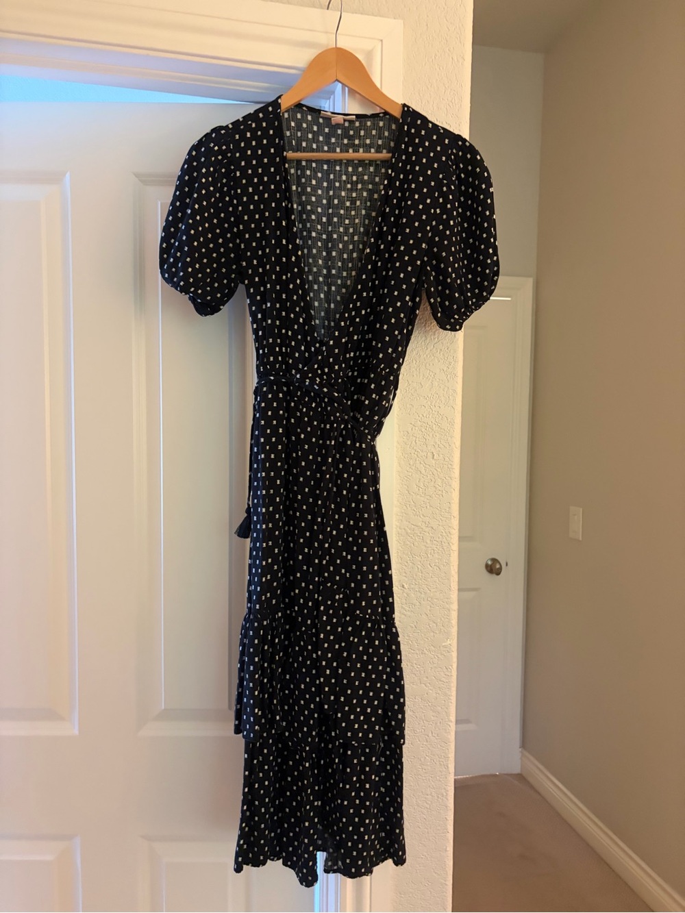 Knox Rose Black Polka Dot Midi Wrap Dress